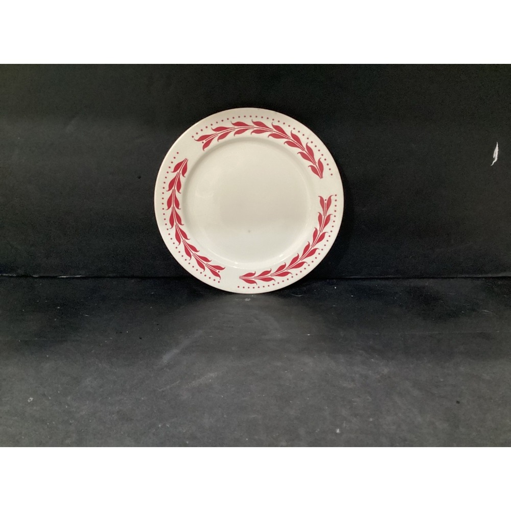 Homer Laughlin HEMLOCK RED 10" DINNER Plate Brittany Laurel Leaf Tulip Vintage